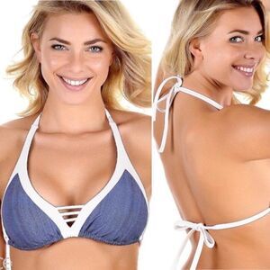 Seafolly Denim Top Bikini Color Block Swimwear